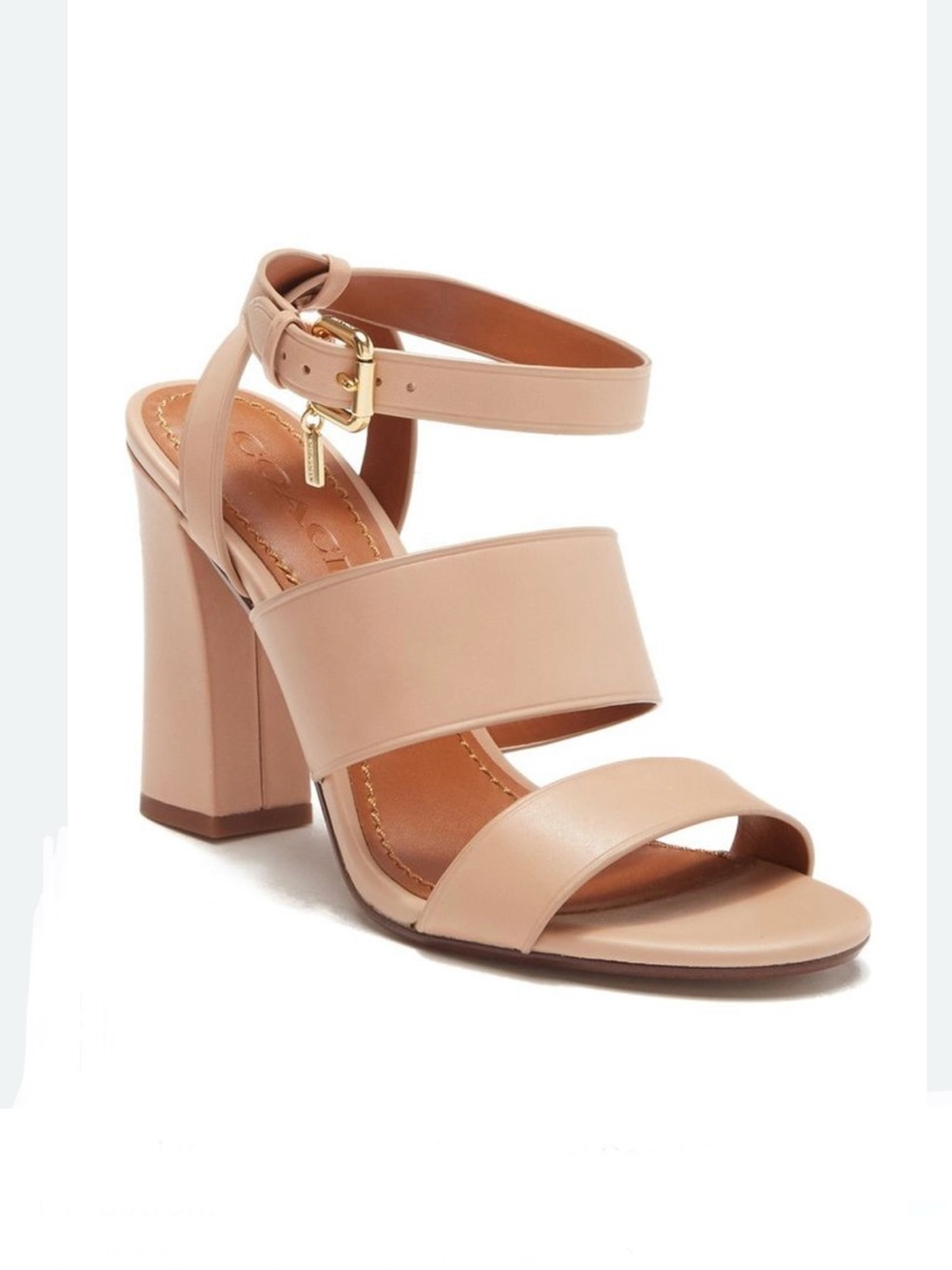 Coach - Kaye Leather Block Heel Sandal in Nude Pink Size 9.5